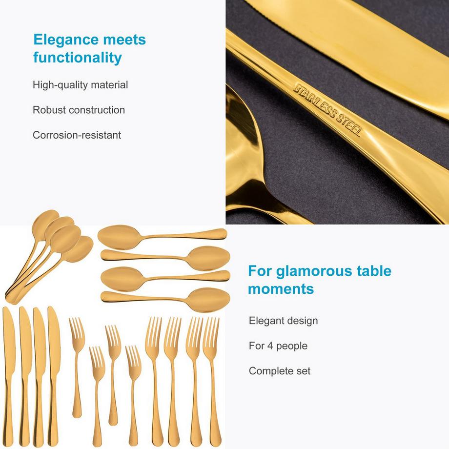Intirilife Essbesteck 20-teilig Gold  