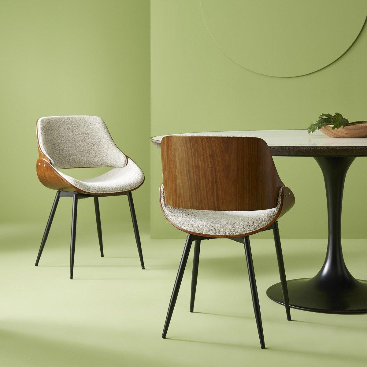 Calicosy Chaise en noyer et tissu beige  - MANNIX  