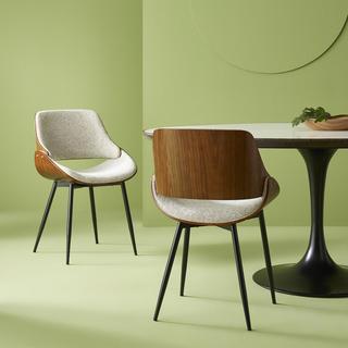 Calicosy Chaise en noyer et tissu beige  - MANNIX  