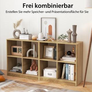B2X Bücherregal aus Holz mit 4 Fächern Würfelregal & Kippschutz 73 x 33 x 73 cm Natur  