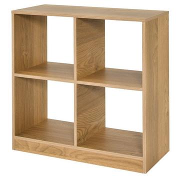 Bücherregal aus Holz mit 4 Fächern Würfelregal & Kippschutz 73 x 33 x 73 cm Natur