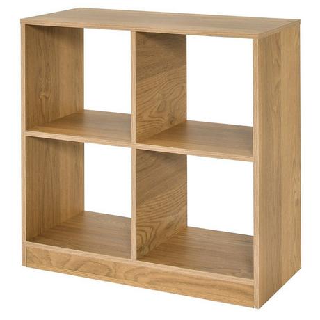 B2X Bücherregal aus Holz mit 4 Fächern Würfelregal & Kippschutz 73 x 33 x 73 cm Natur  