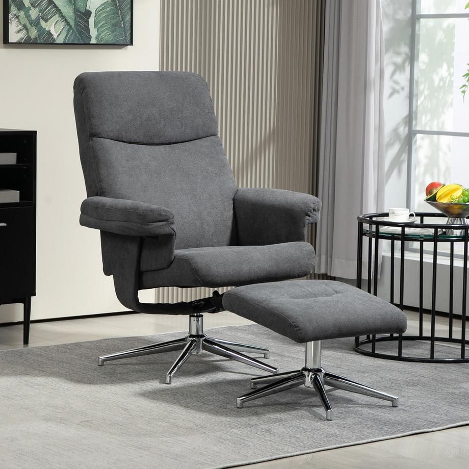 HOMCOM Fauteuil relaxant avec tabouret  