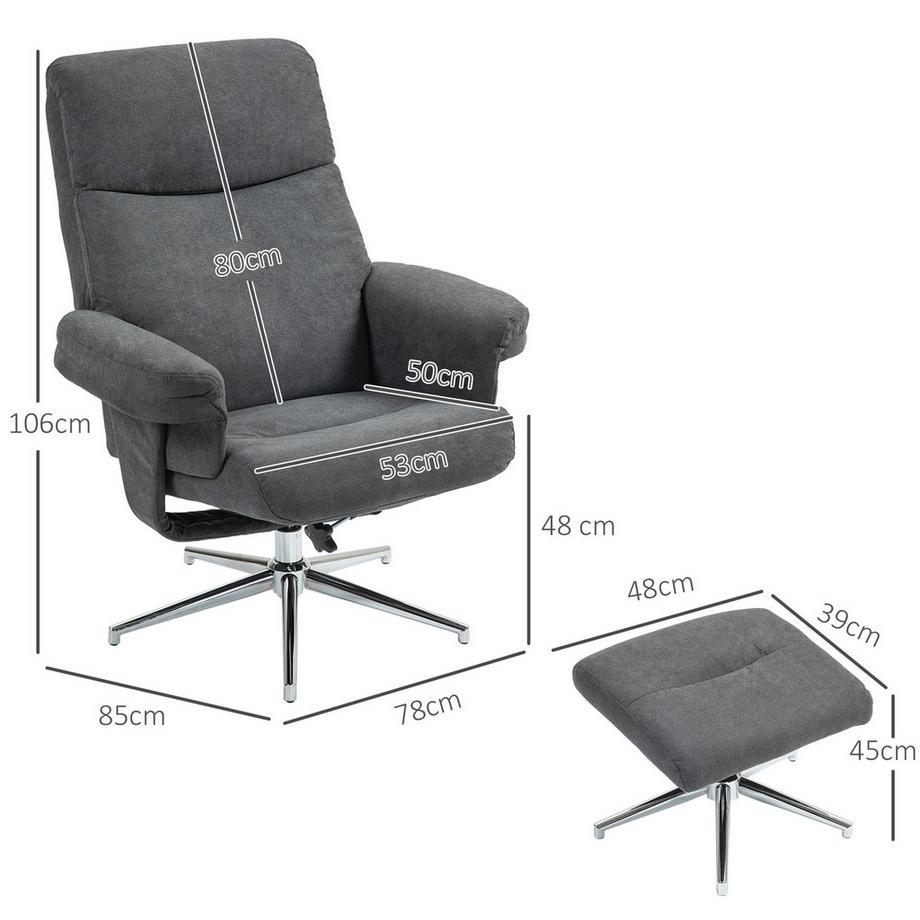 HOMCOM Fauteuil relaxant avec tabouret  