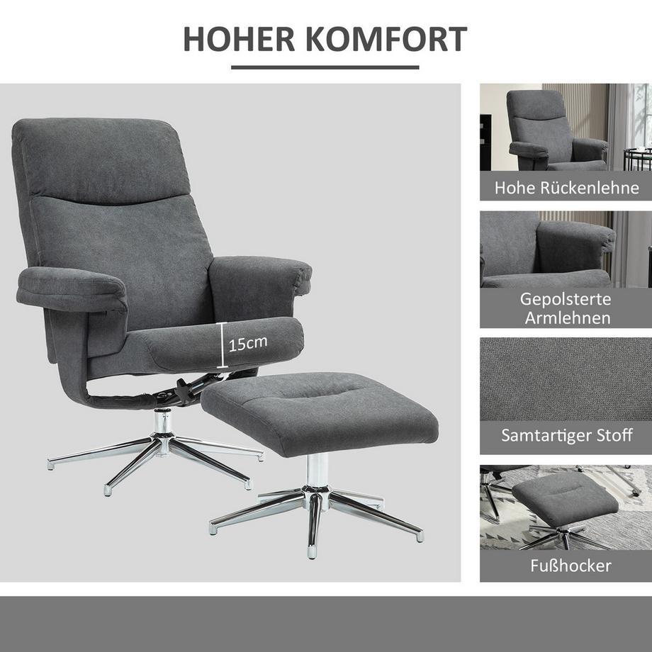 HOMCOM Fauteuil relaxant avec tabouret  