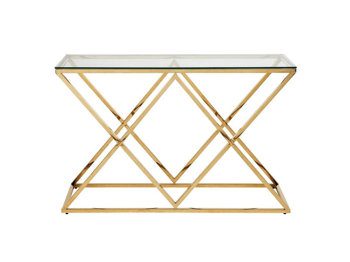 Vente-unique Console CHARLOTTE Verre trempé acier Doré  