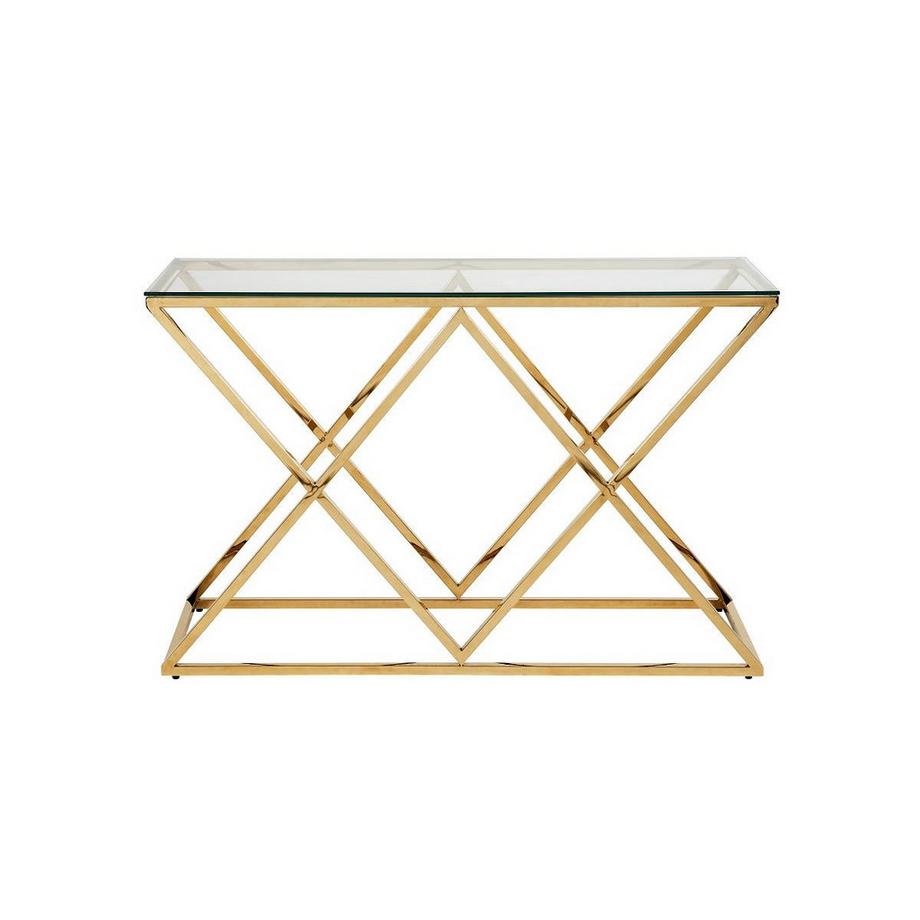 Vente-unique Console CHARLOTTE Verre trempé acier Doré  