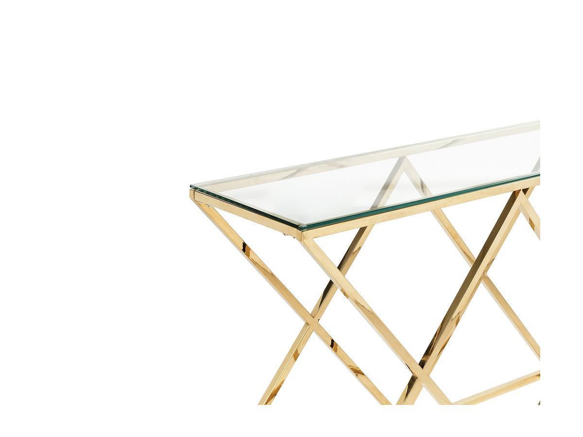 Vente-unique Console CHARLOTTE Verre trempé acier Doré  