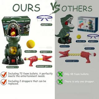Activity-board  Dinosaurier-Schießspielzeug mit 2 Luftschießpistolen, bewegliche Schießspielzeugpistolen Zielscheibe mit 72 Schaumstoffkugeln mit Sprühfunktion, LED-Zähler, Sound 