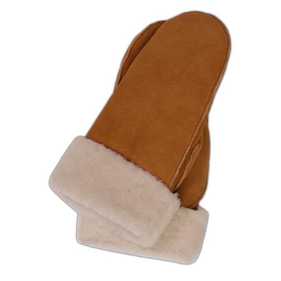 CASH-MERE.CH Lederfäustlinge mit Lammfell und Manchette  