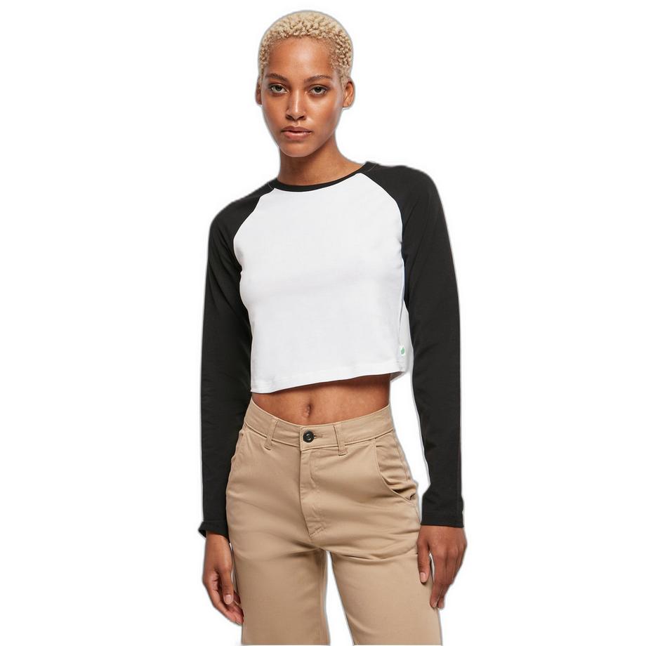 Bio-Langarm-Crop-T-Shirt Frau  Retro Baseball