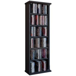 VCM CD Regal Holz | platzsparender CD Schrank mit ESG-Sicherheitsglastüren für 150 CDs oder 65 DVDs oder 36-Videos | Maße: H. 92 x B. 31 x T. 18 cm |  