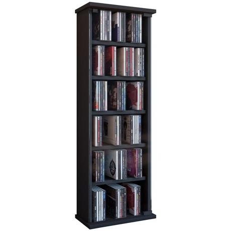 VCM CD Regal Holz | platzsparender CD Schrank mit ESG-Sicherheitsglastüren für 150 CDs oder 65 DVDs oder 36-Videos | Maße: H. 92 x B. 31 x T. 18 cm |  