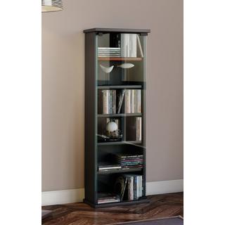 VCM CD Regal Holz | platzsparender CD Schrank mit ESG-Sicherheitsglastüren für 150 CDs oder 65 DVDs oder 36-Videos | Maße: H. 92 x B. 31 x T. 18 cm |  