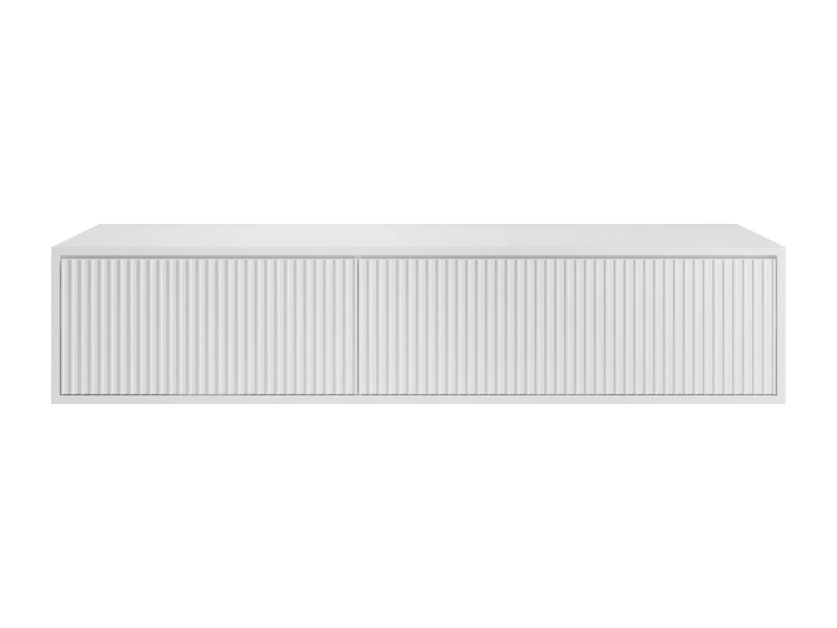 Vente-unique Mobile sotto lavabo sospeso a righe 150 cm Bianco - ARNEGA  