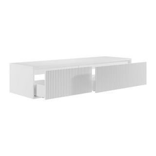 Vente-unique Mobile sotto lavabo sospeso a righe 150 cm Bianco - ARNEGA  