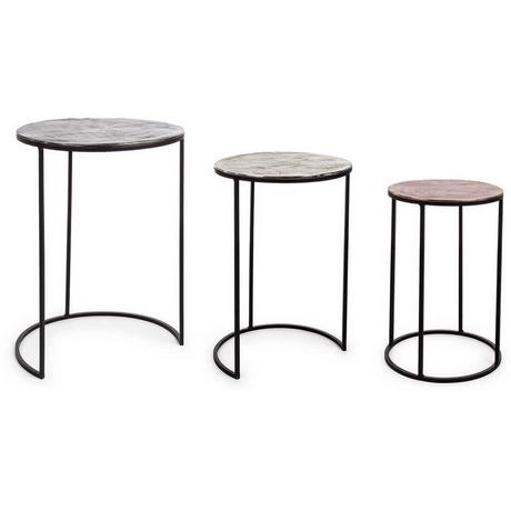 mutoni Table d&#039;appoint Tahir ronde acier (set de 3)  