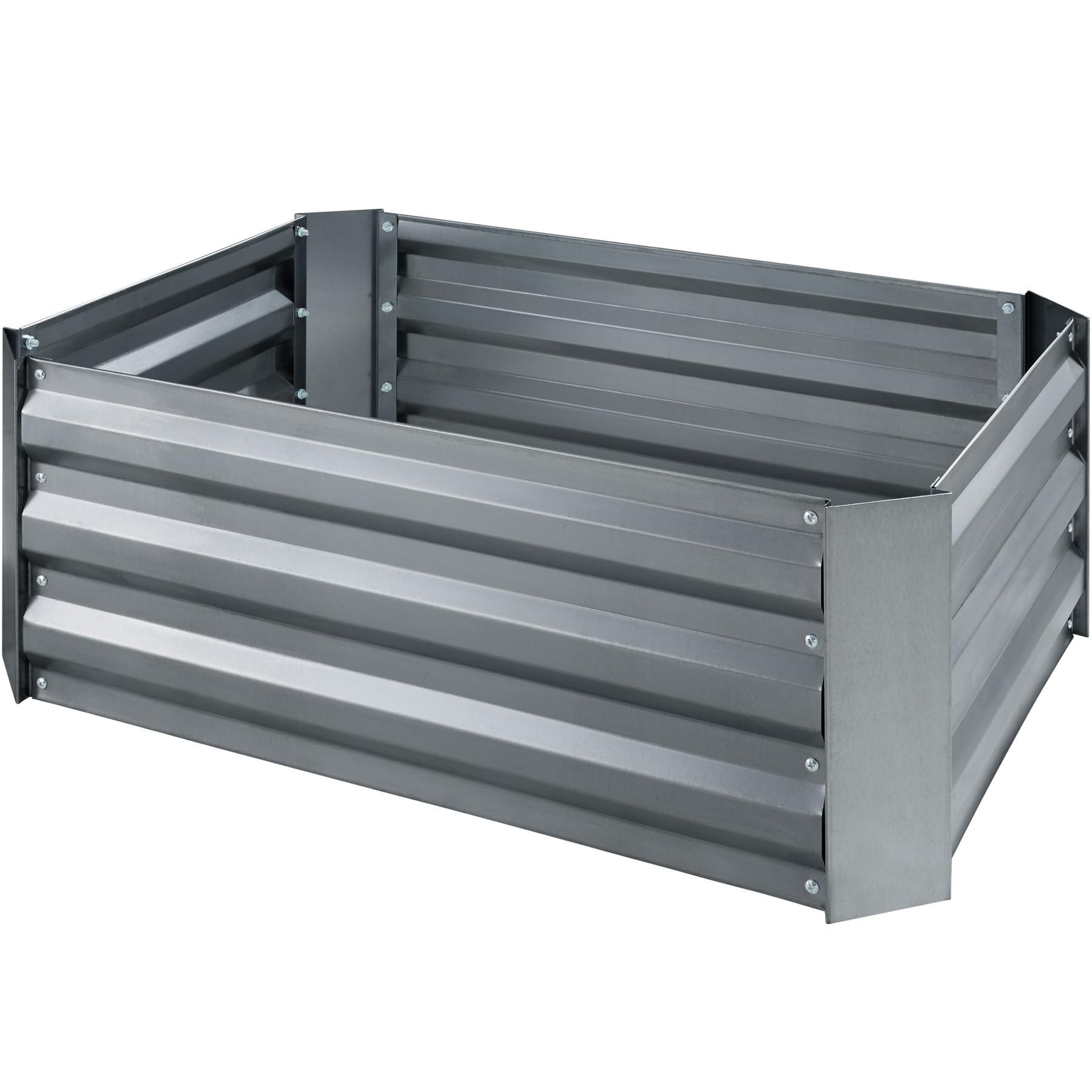 Tectake Carré potager VALERIANA galvanisé 140 L - 80 x 60 x 30 cm  