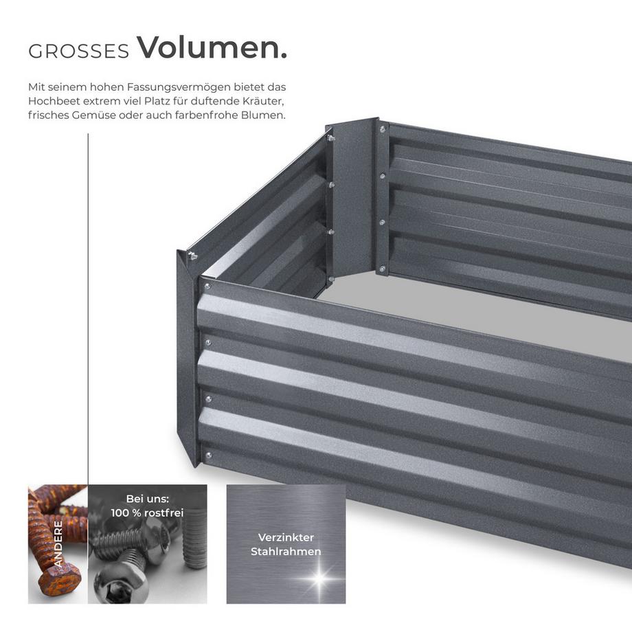 Tectake Carré potager 140 L VALERIANA en acier galvanisé  