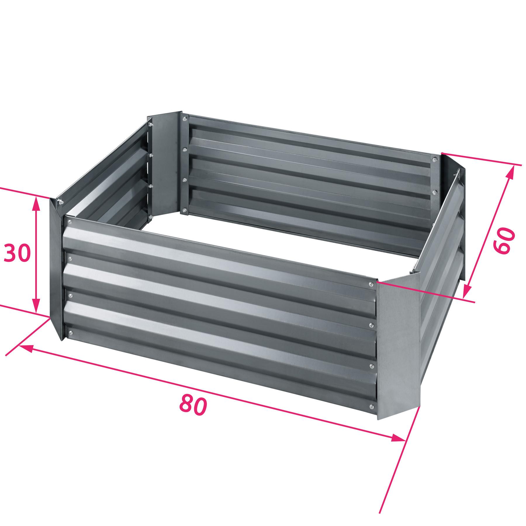 Tectake Carré potager VALERIANA galvanisé 140 L - 80 x 60 x 30 cm  