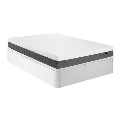 Ysmée Ensemble 140 x 190 cm sommier coffre blanc + matelas mousse HD 7 zones et accueil mémoire de forme déhoussable ép.25cm - RIAU de YSMÉE  