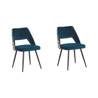 Beliani Lot de 2 chaises de salle à manger en Velours Glamour ANSLEY  