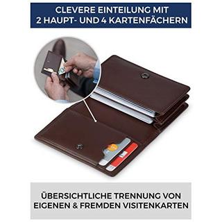 Only-bags.store  Visitenkartenetui Leder mit RFID-Schutz - Platz für 50 Visitenkarten - 6 Fächer - Visitenkarten 