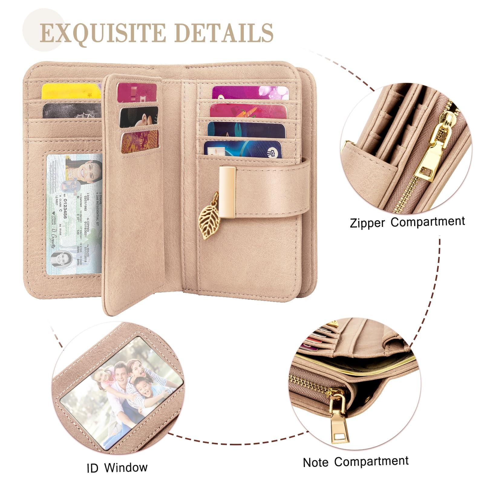 Only-bags.store Portafoglio in pelle con protezione RFID 18 scomparti per carte catena con cerniera e cordino  