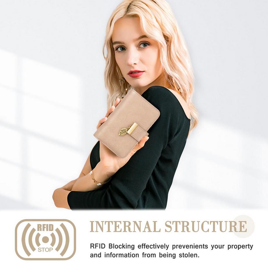 Only-bags.store Portefeuille en cuir avec protection RFID 18 fentes pour cartes chaîne à fermeture éclair et lanière  