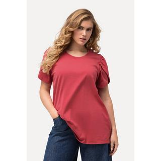 Ulla Popken  T-shirt dal taglio svasato con tintura a freddo, scollo rotondo e mezze maniche 