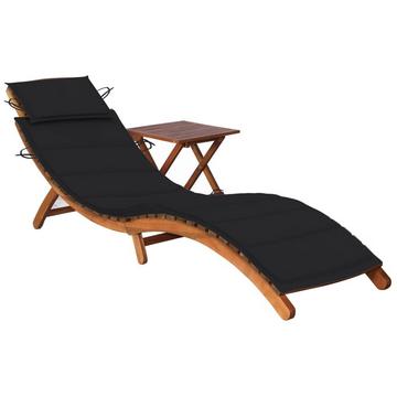 Chaise longue avec table bois d'acacia