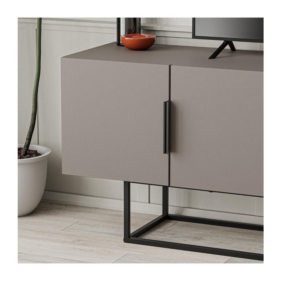 Calicosy TV-Schrank mit 4 Türen und Metallbeinen L140 cm - Titan  