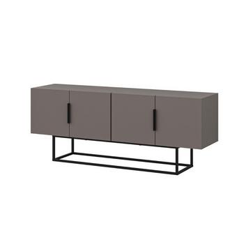 TV-Schrank mit 4 Türen und Metallbeinen L140 cm - Titan