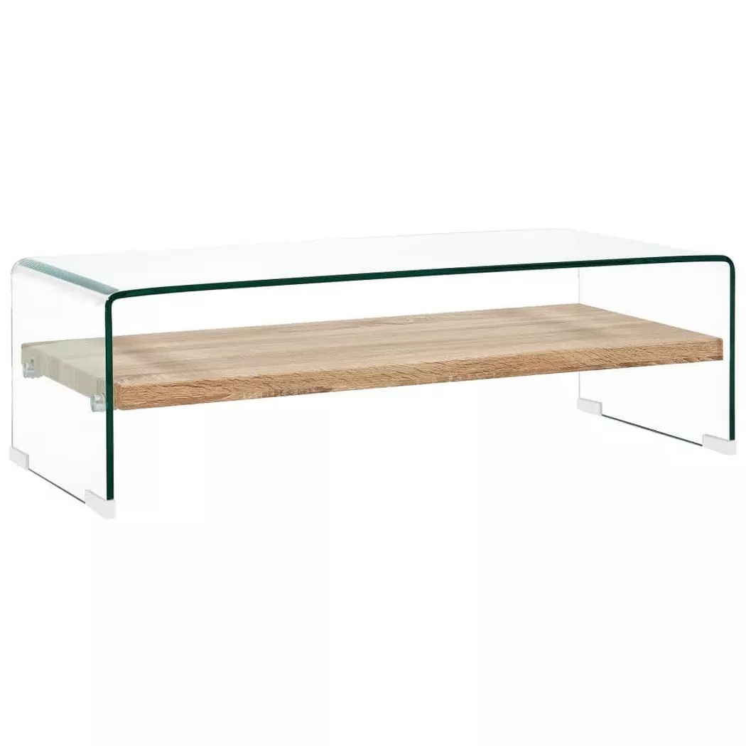 vidaXL Table basse Clair 98x45x31 cm Verre trempé