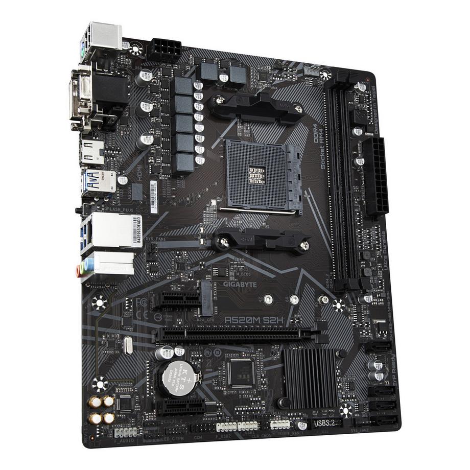 Gigabyte  A520M S2H, AMD A520 Mainboard - Sockel AM4 (AM4, AMD A520, mATX) 