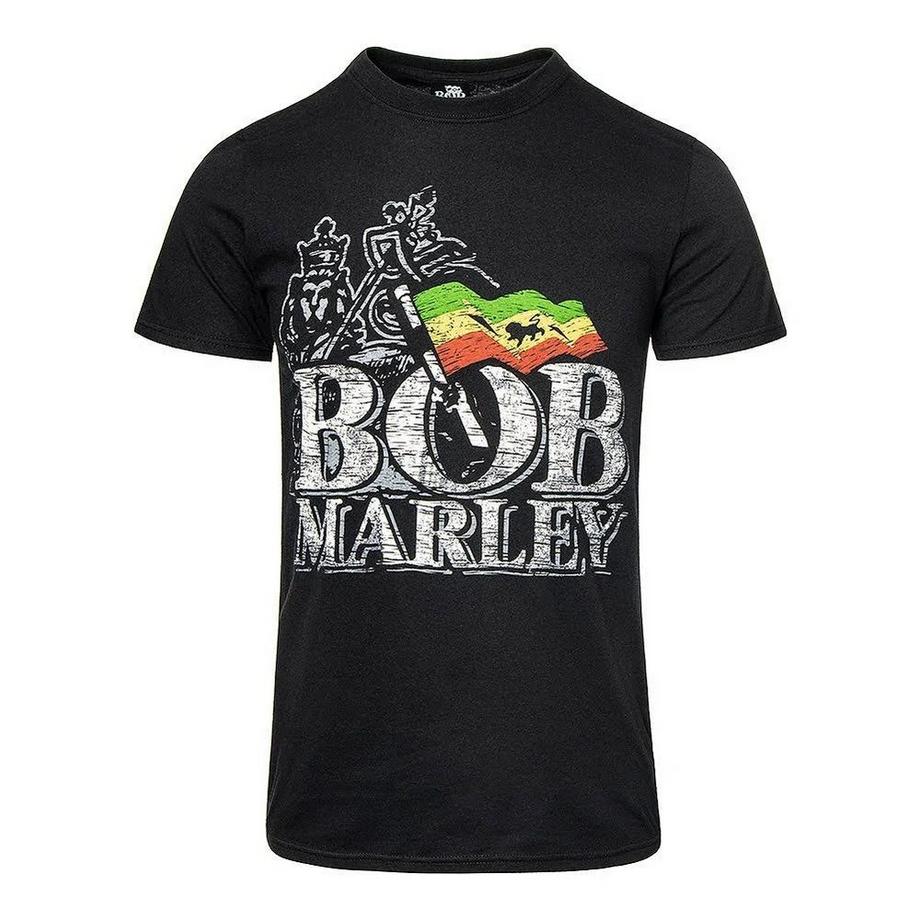 Bob Marley Bob Marley Flaggen Grafikdruck T-Shirt  