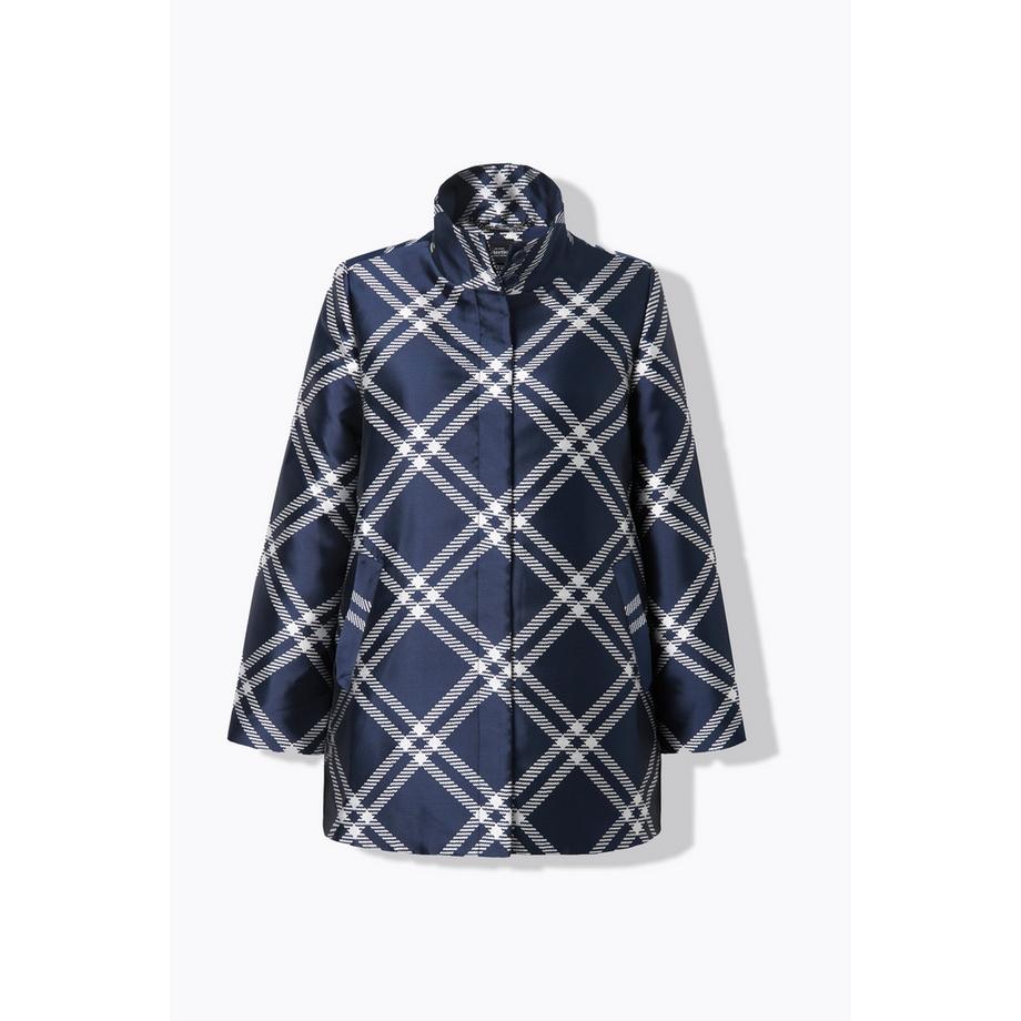 Ulla Popken Veste à carreaux Col Montant  