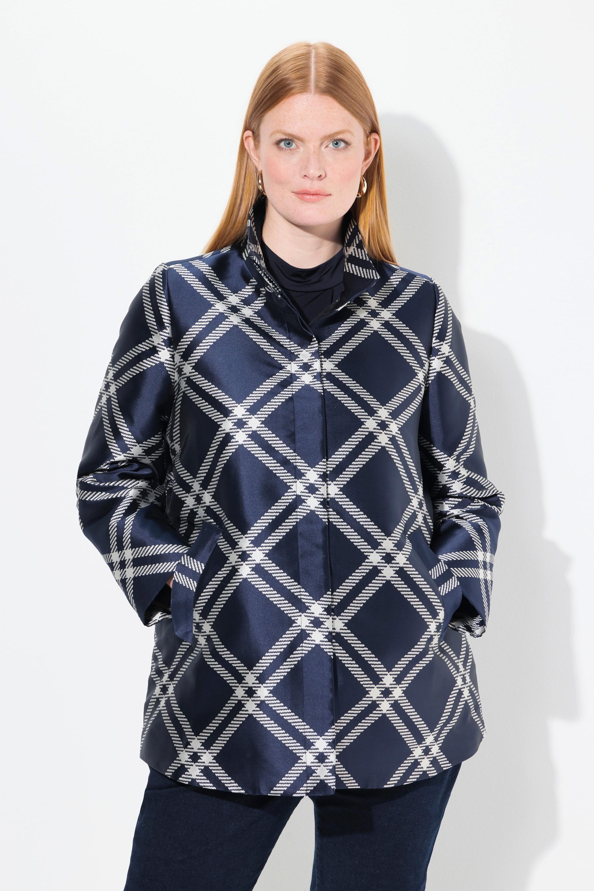 Ulla Popken Jacke Karomuster Stehkragen  