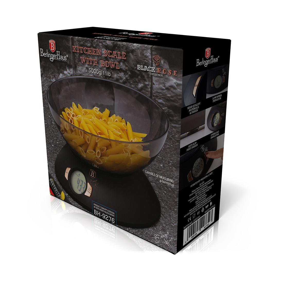 Berlinger Haus Küchenwaage mit Schüssel Black Rose Collection  