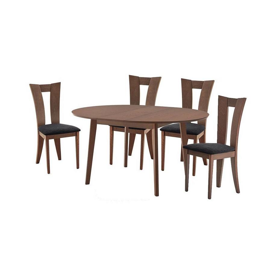 Vente-unique  Essgruppe TIFFANY Esstisch + 4 Stühle Buche massiv Nussbaumfarben 