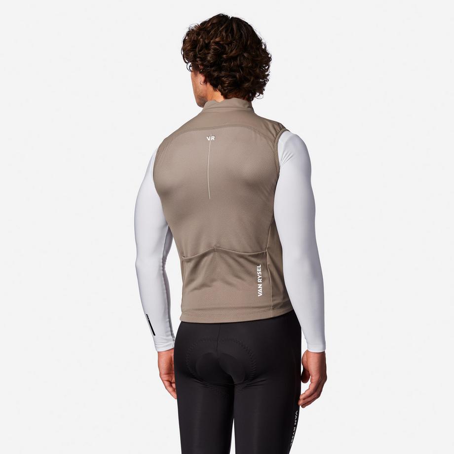 VAN RYSEL  Gilet coupe-vent de vélo de route homme, RCR marron coriandre 