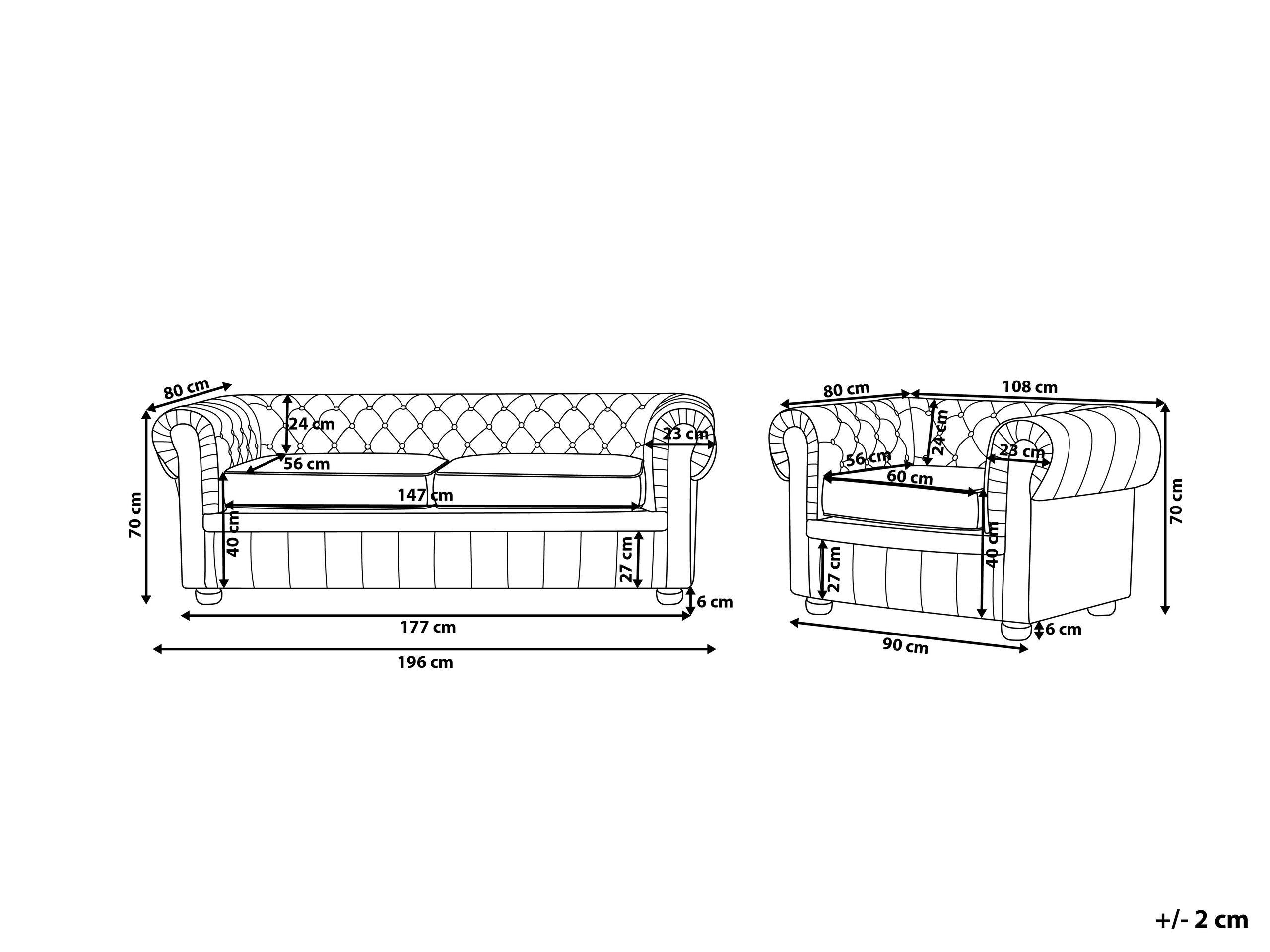 Beliani Wohnzimmer Set aus Echtleder Glamourös CHESTERFIELD  