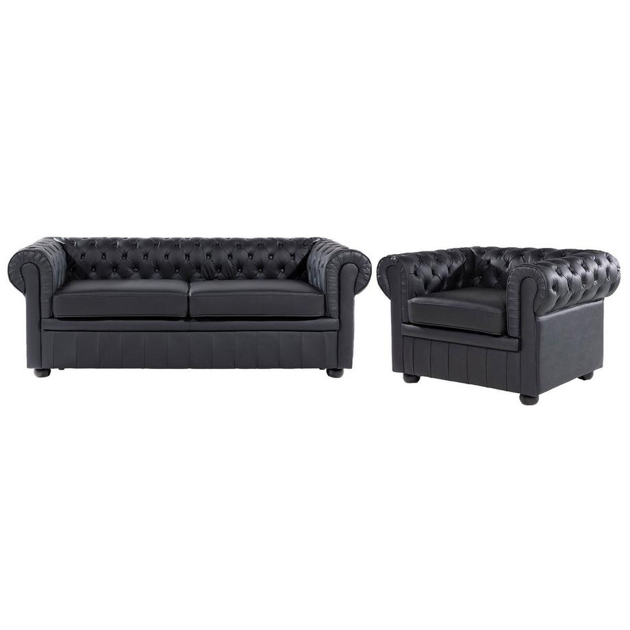 Wohnzimmer Set aus Echtleder  CHESTERFIELD