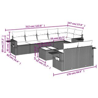 VidaXL set divano da giardino Polirattan  