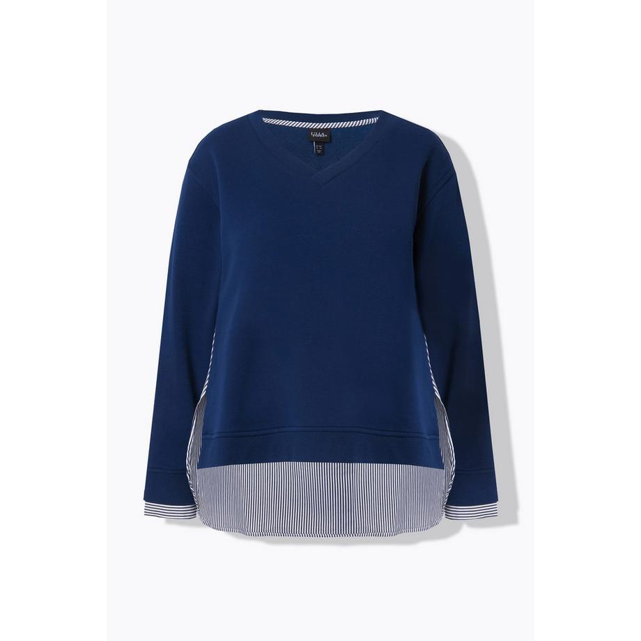 Ulla Popken Sweat-shirt 2-en-1 Col V Manches Longues  