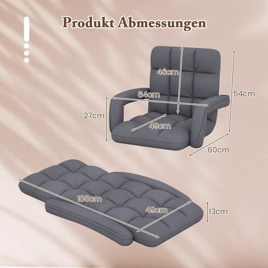 Northix Chaise de sol avec dossier réglable et assise rembourrée Bondensofa chaise de relaxation  