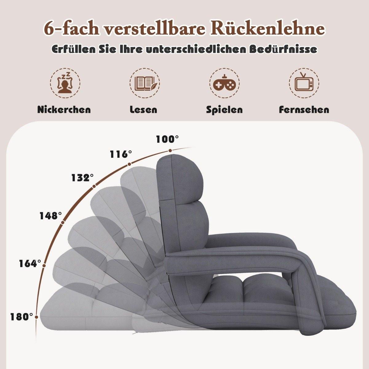 Northix Bodenstuhl mit Verstellbarer Rückenlehne & Gepolstertem Sitz Bondensofa Relaxsessel  