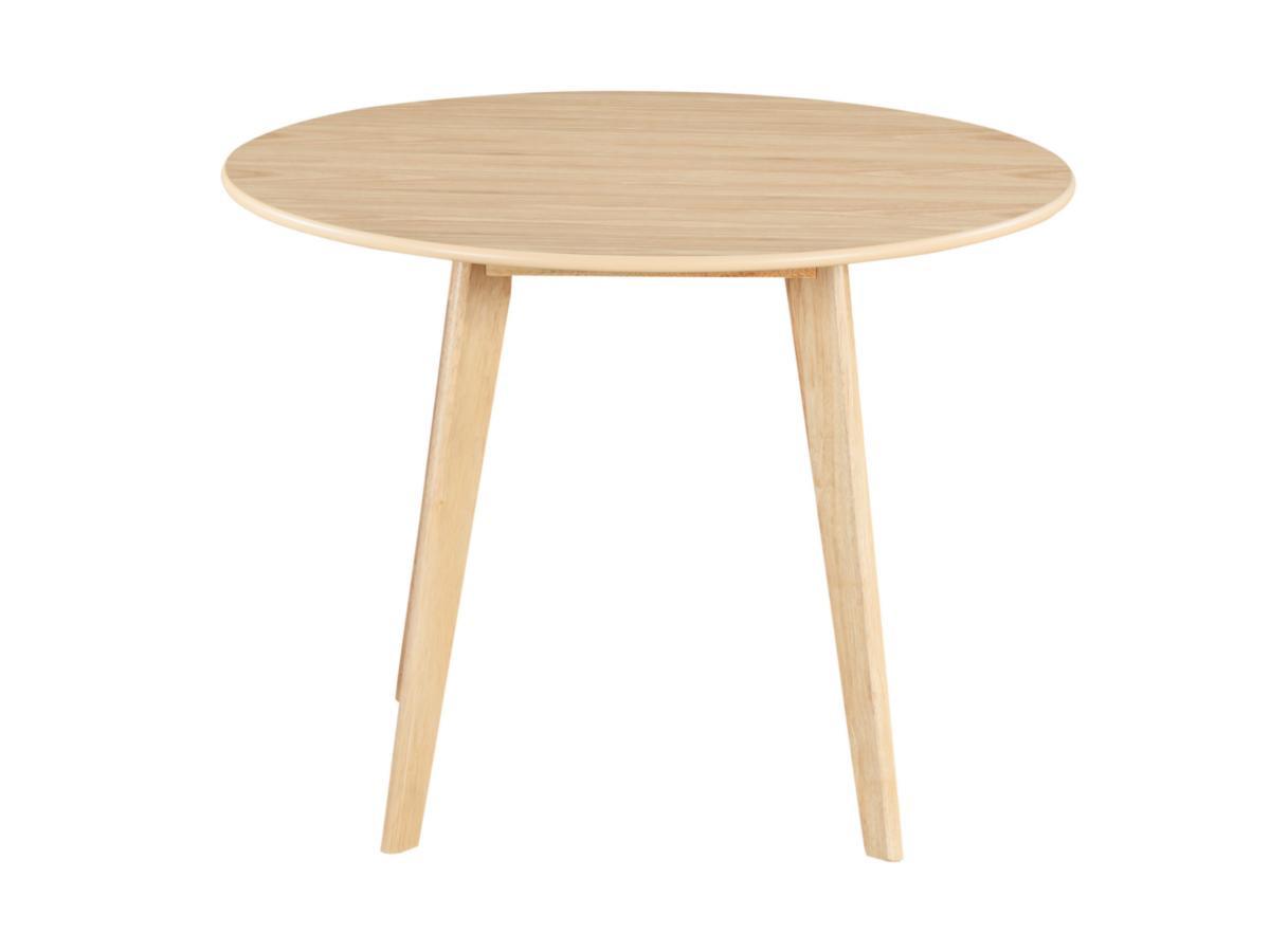 Vente-unique Table ronde ODILE 4 cous Hévéa massif MDF Naturel  