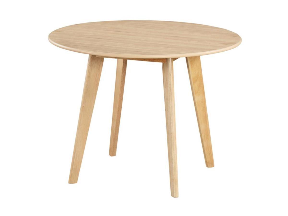 Vente-unique Table ronde ODILE 4 cous Hévéa massif MDF Naturel  