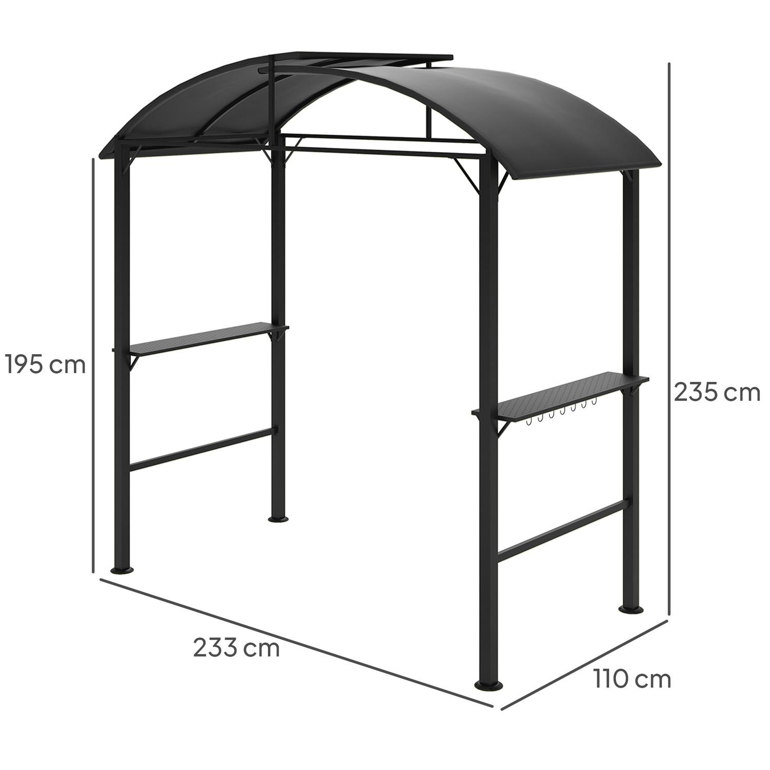 Northio Gazebo per barbecue 233 x 110 x 235 cm, padiglione da giardino antivento con doppio tetto, ripiani, gazebo con protezione UV, padiglione per barbecue in acciaio, tenda da giardino per barbecue per feste, grigio scuro Aosom  